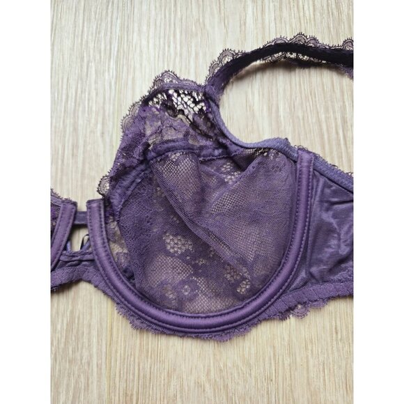 Chantelle Eternelle 3621 Purple Lace Sheer Underwire Unpadded Bra 34C - Picture 6 of 9